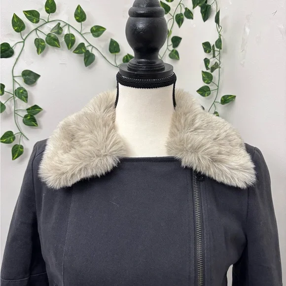 Club Monaco Black Jacket with Cream Faux Fur Collar - Picture 2 of 9